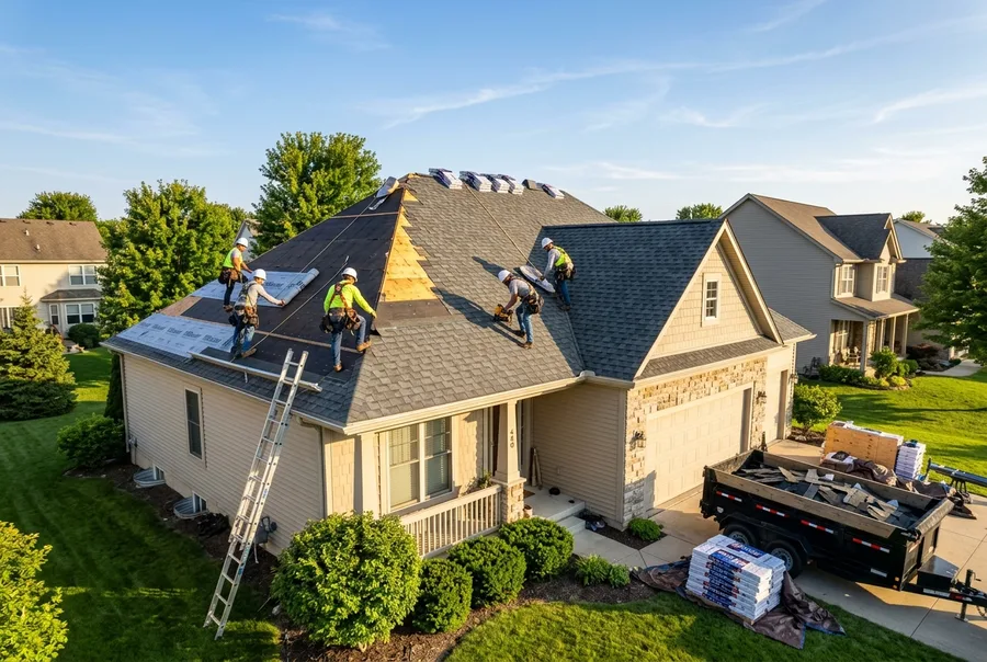 Roof & Nail roof replacement in progress in Hernando
